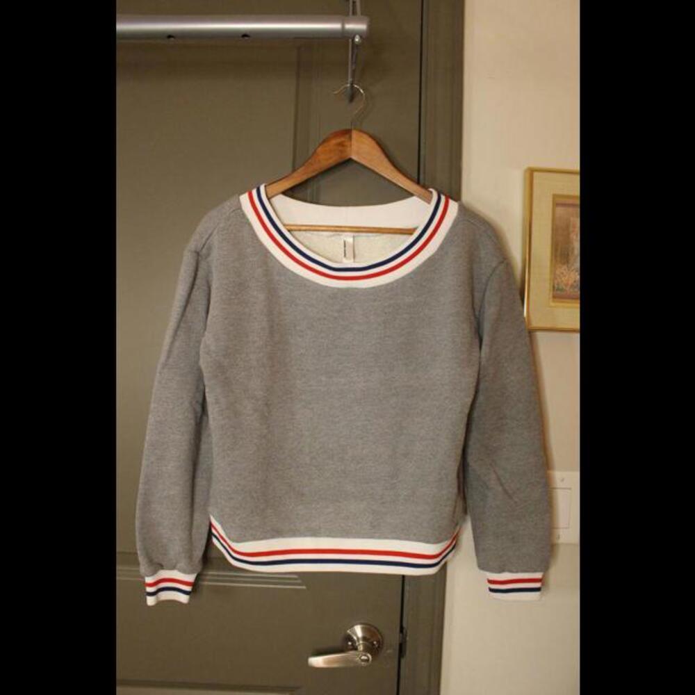 AA Red White Blue Lined Grey Pullover Sweatshirt